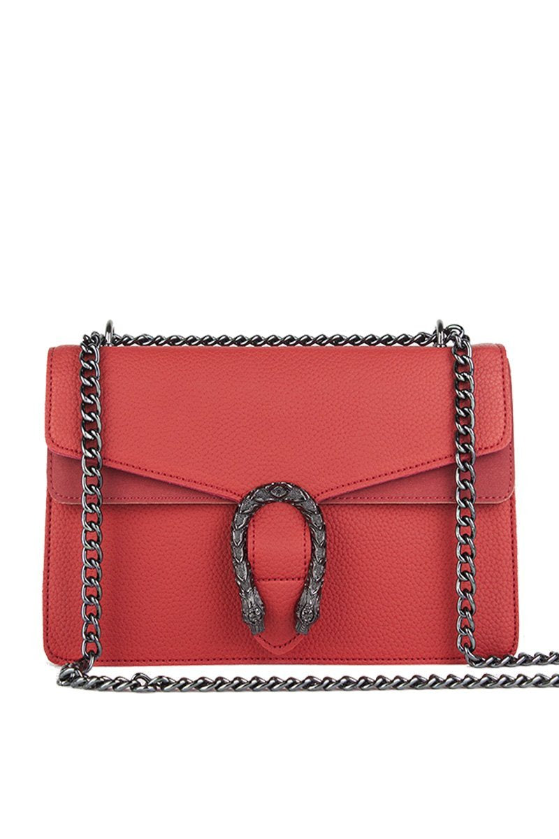 Kayleigh Red Tiger Chain Shoulder Bag