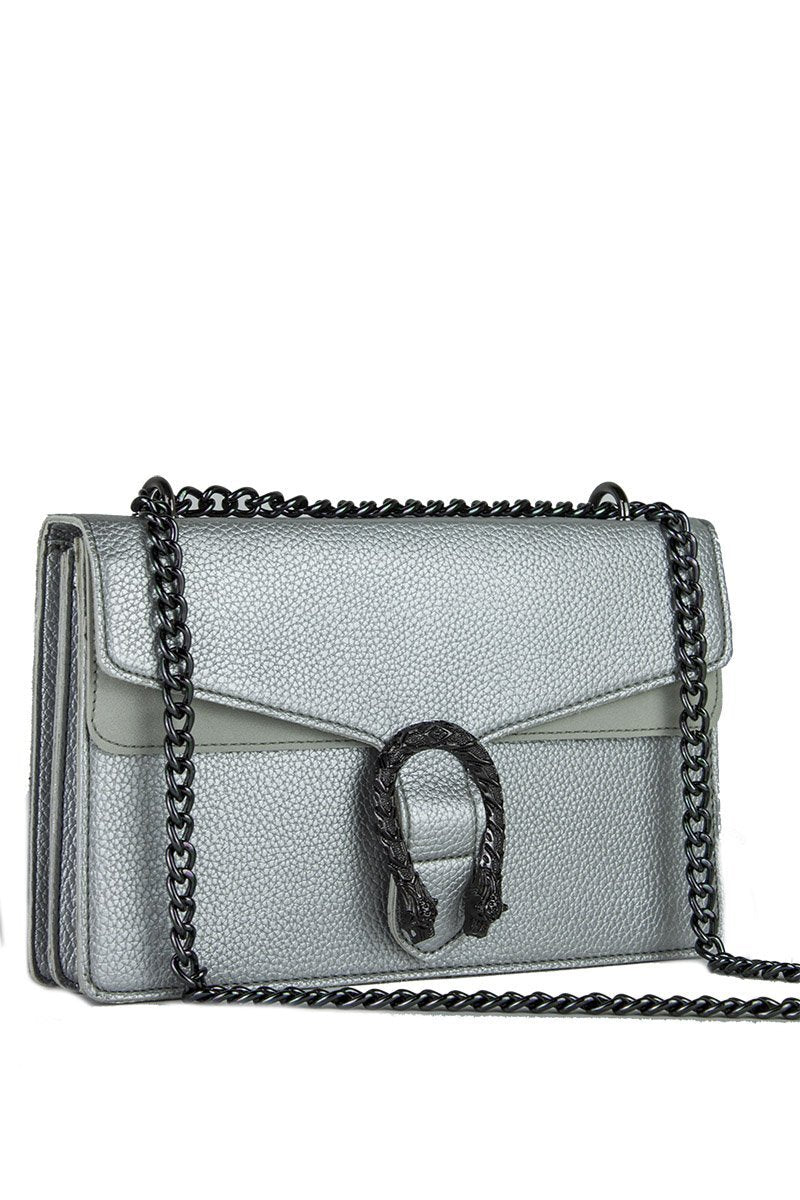 Kayleigh Silver Tiger Chain Shoulder Bag