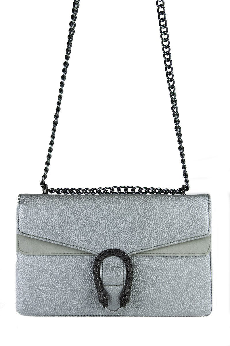Kayleigh Silver Tiger Chain Shoulder Bag