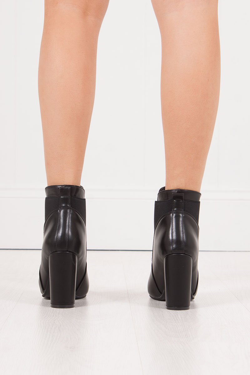 Kiaya Black Block Heel Ankle Boots