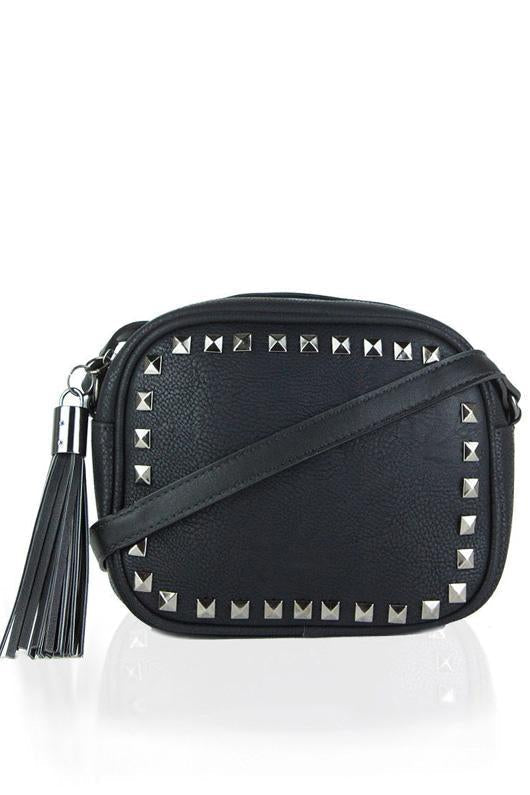 Kyla Black Studded Crossbody Bag