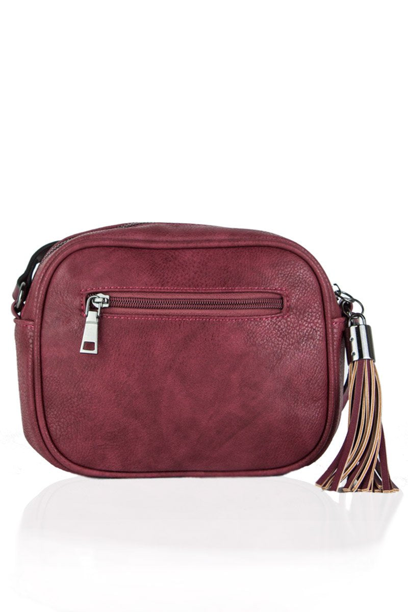 Kyla Burgundy Studded Crossbody Bag