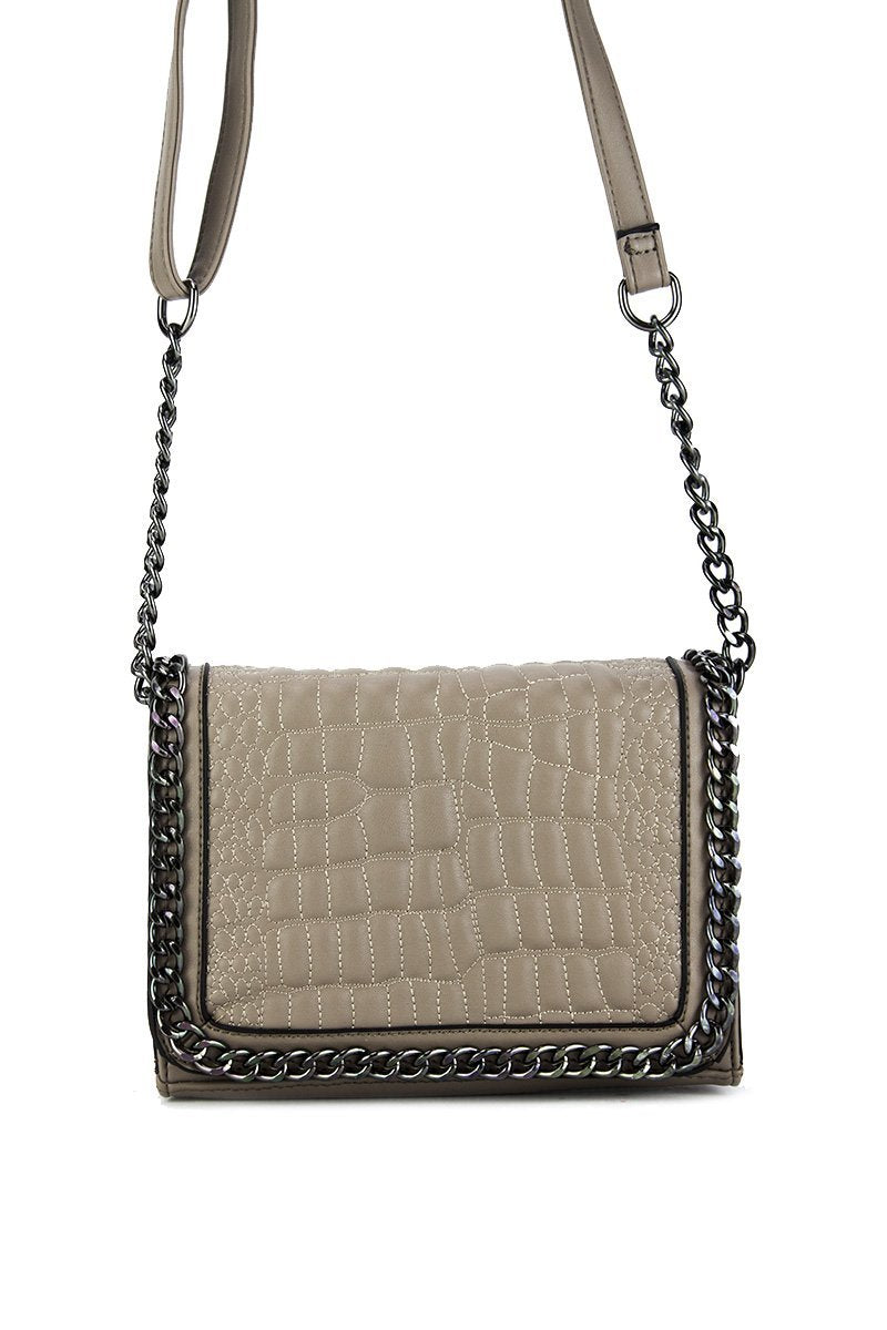 Kylie Brown Leather Crocodile Chain Bag