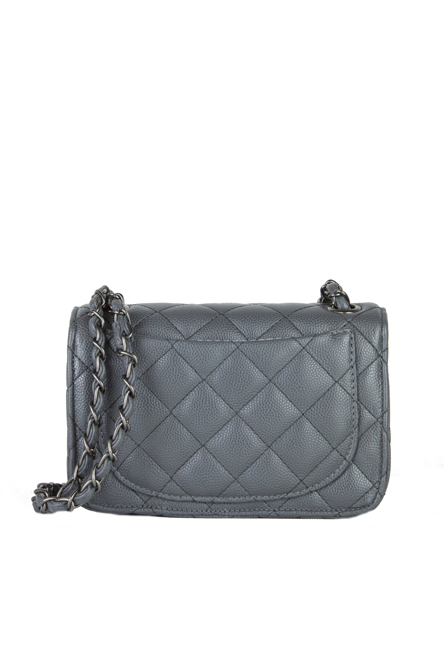 Leah Dark Grey Quilted Bag With Chain Detail