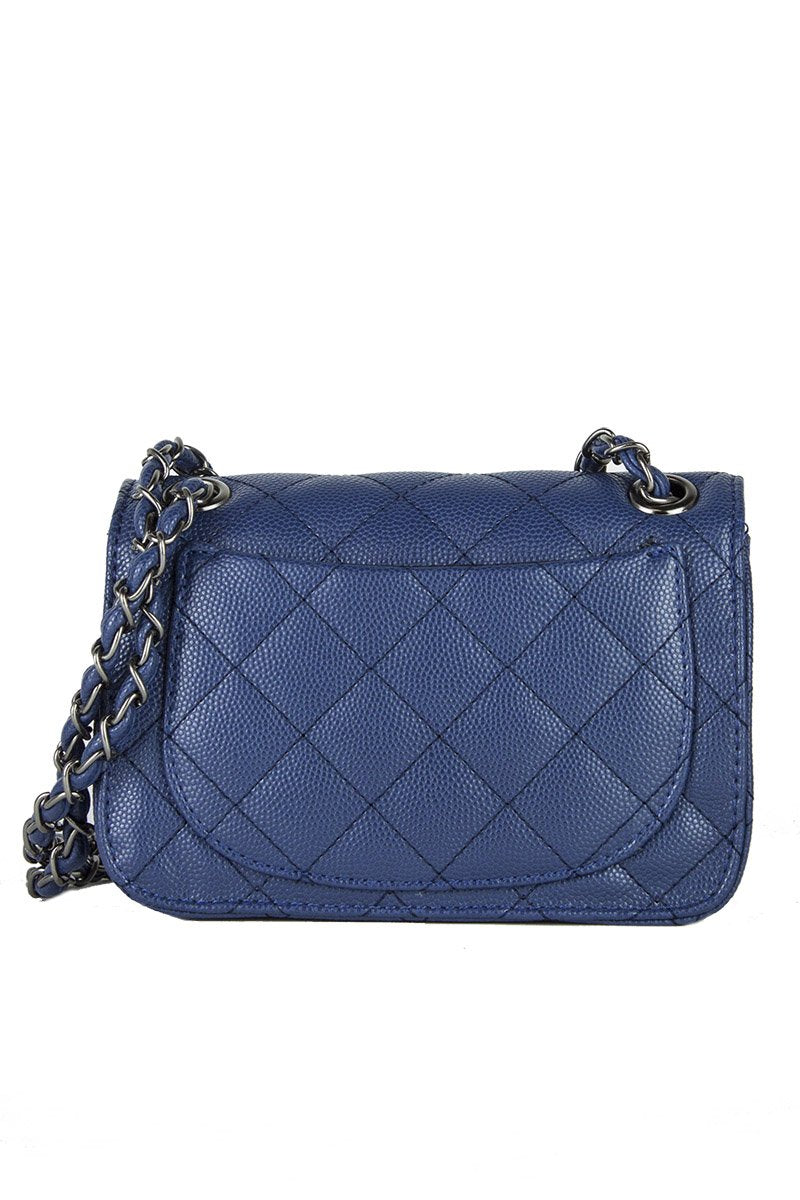 Leah Navy Quilted Bag With Chain Detail