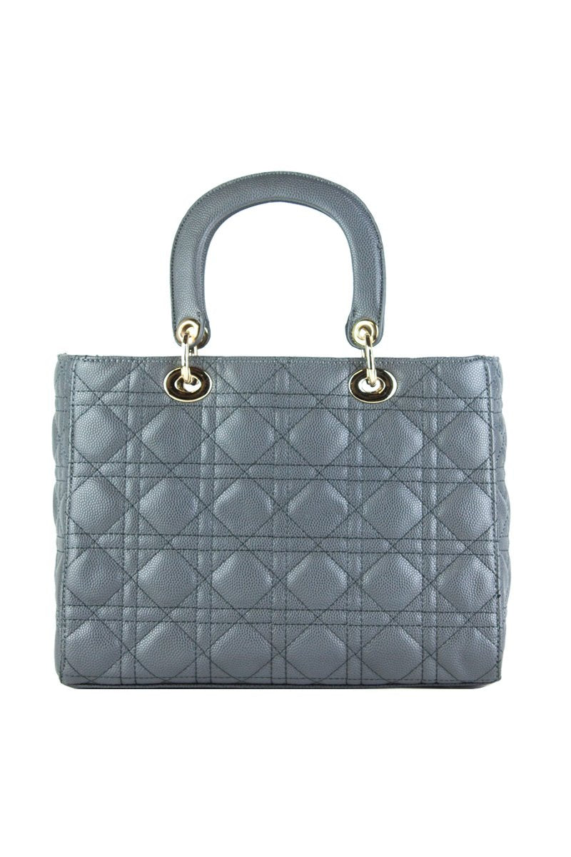 Lena Grey Quilted Shopper Bag