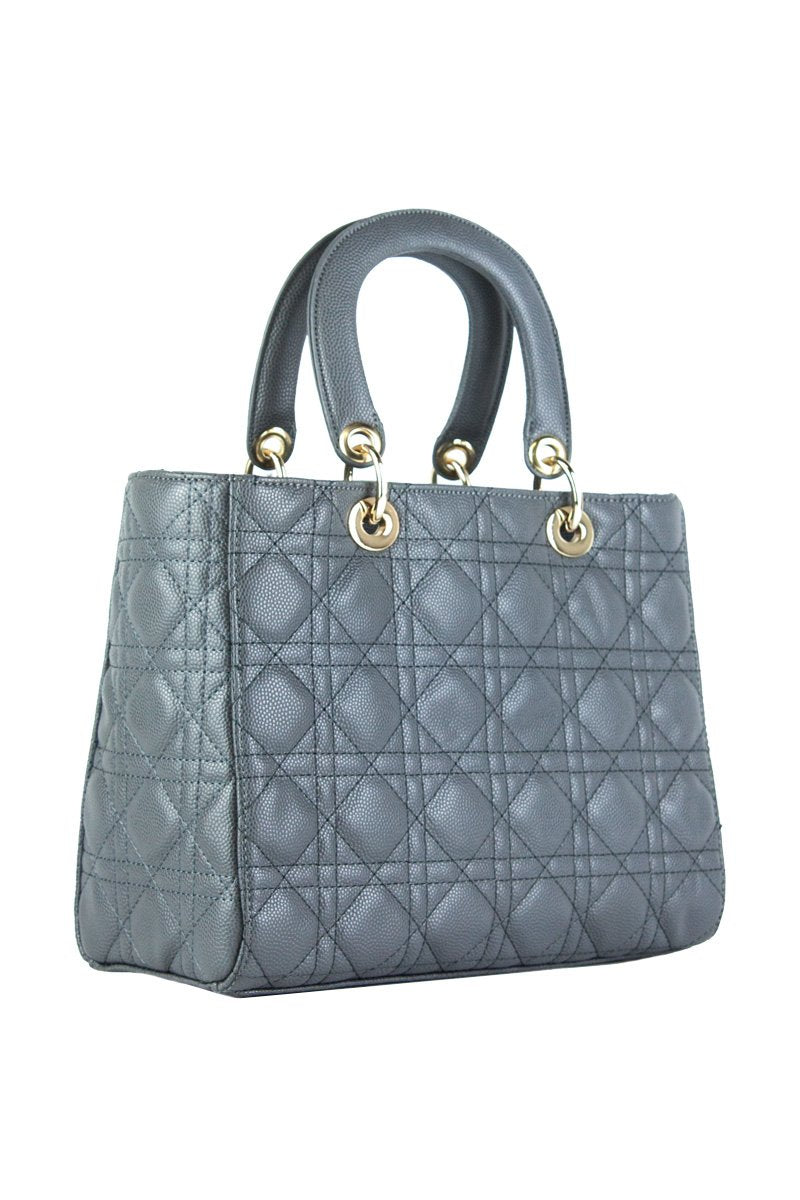 Lena Grey Quilted Shopper Bag