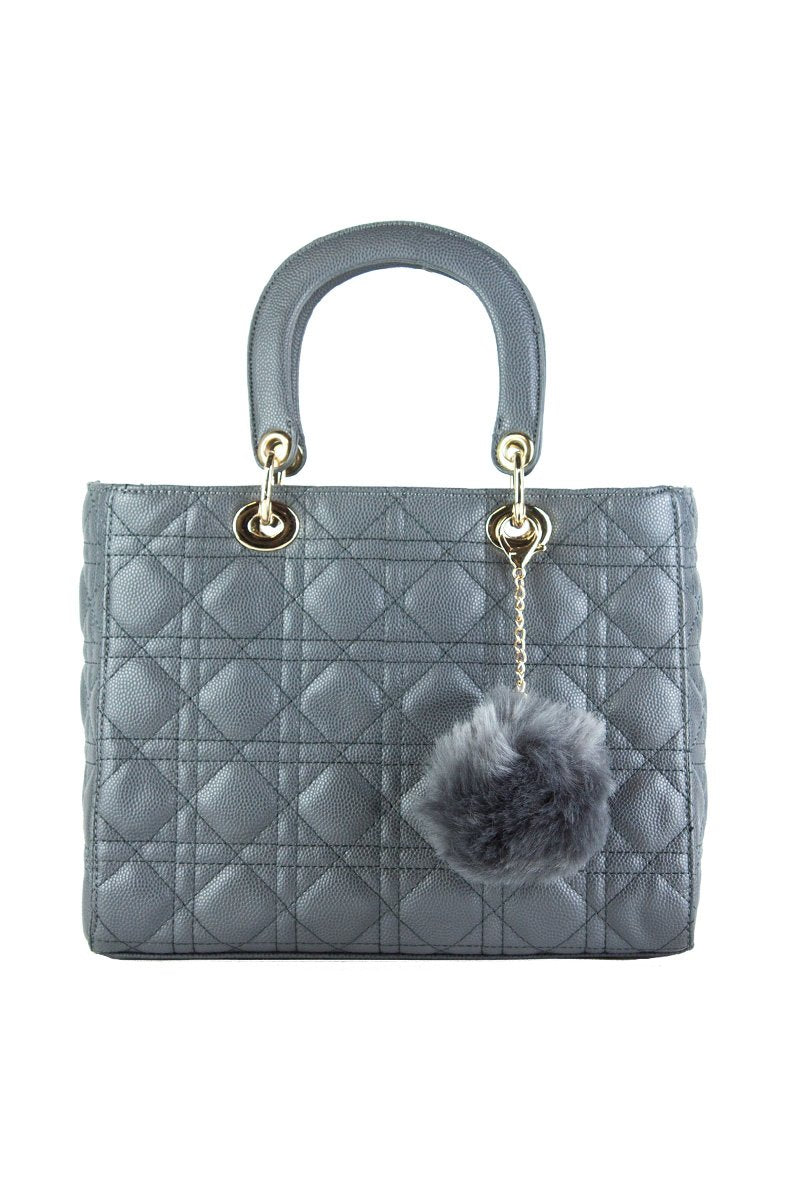 Lena Grey Quilted Shopper Bag