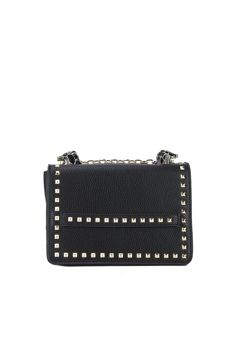 Lila Black Stud Chain Shoulder Bag