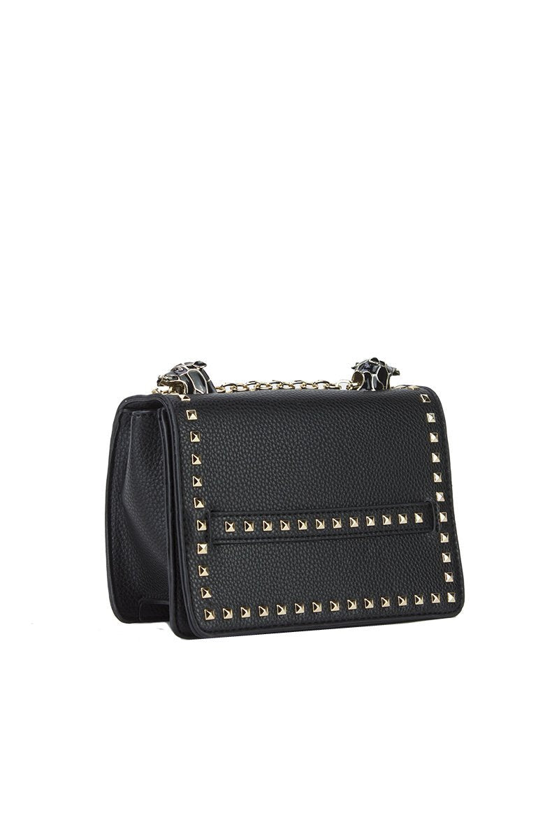 Lila Black Stud Chain Shoulder Bag