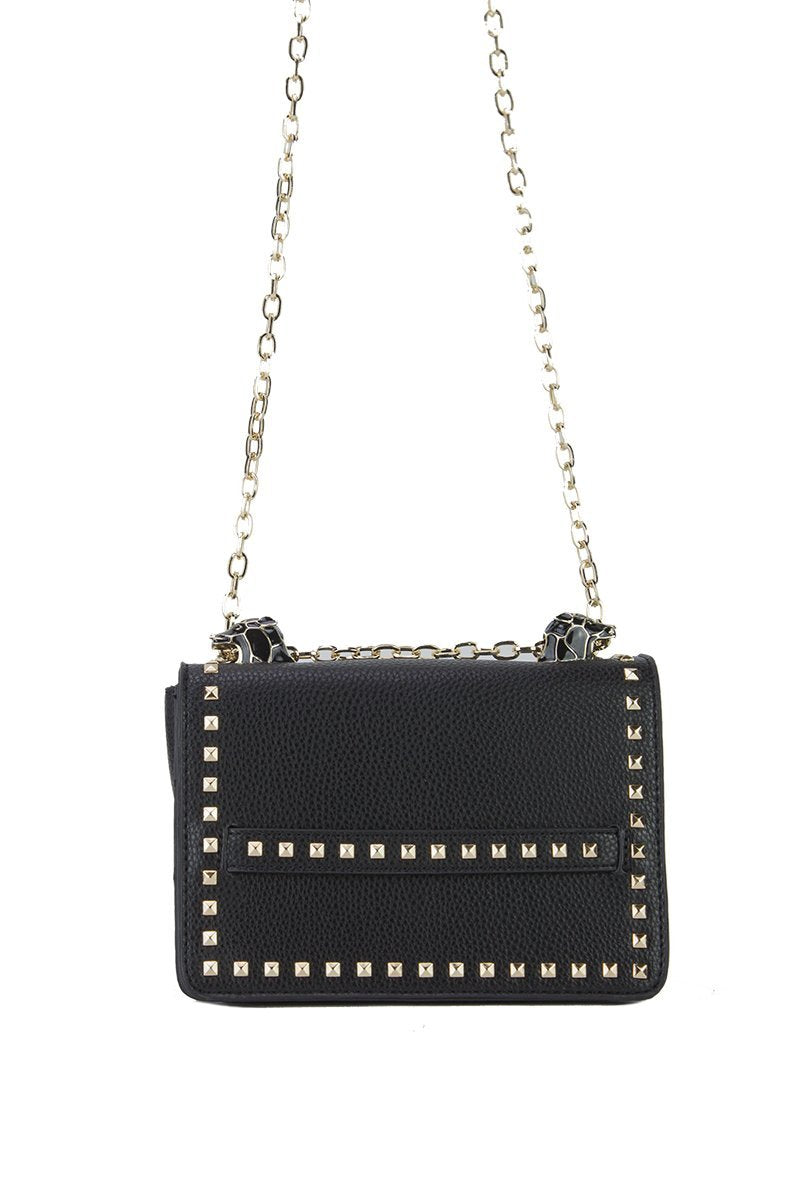Lila Black Stud Chain Shoulder Bag