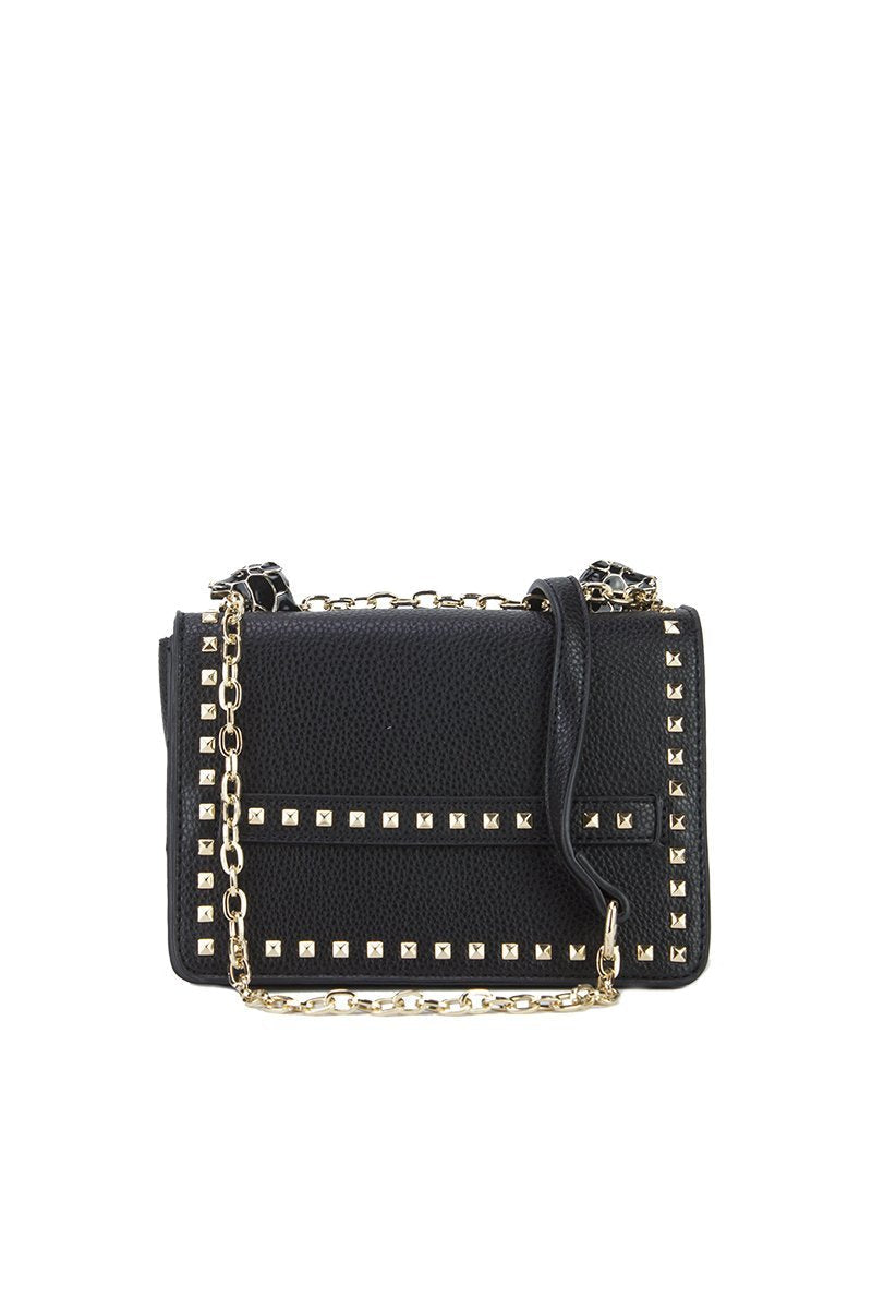Lila Black Stud Chain Shoulder Bag