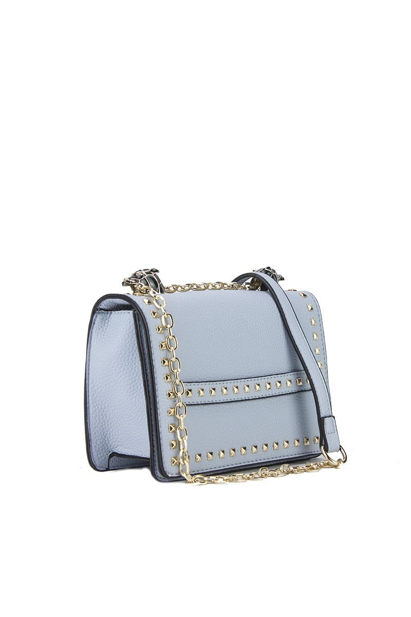 Lila Blue Stud Chain Shoulder Bag