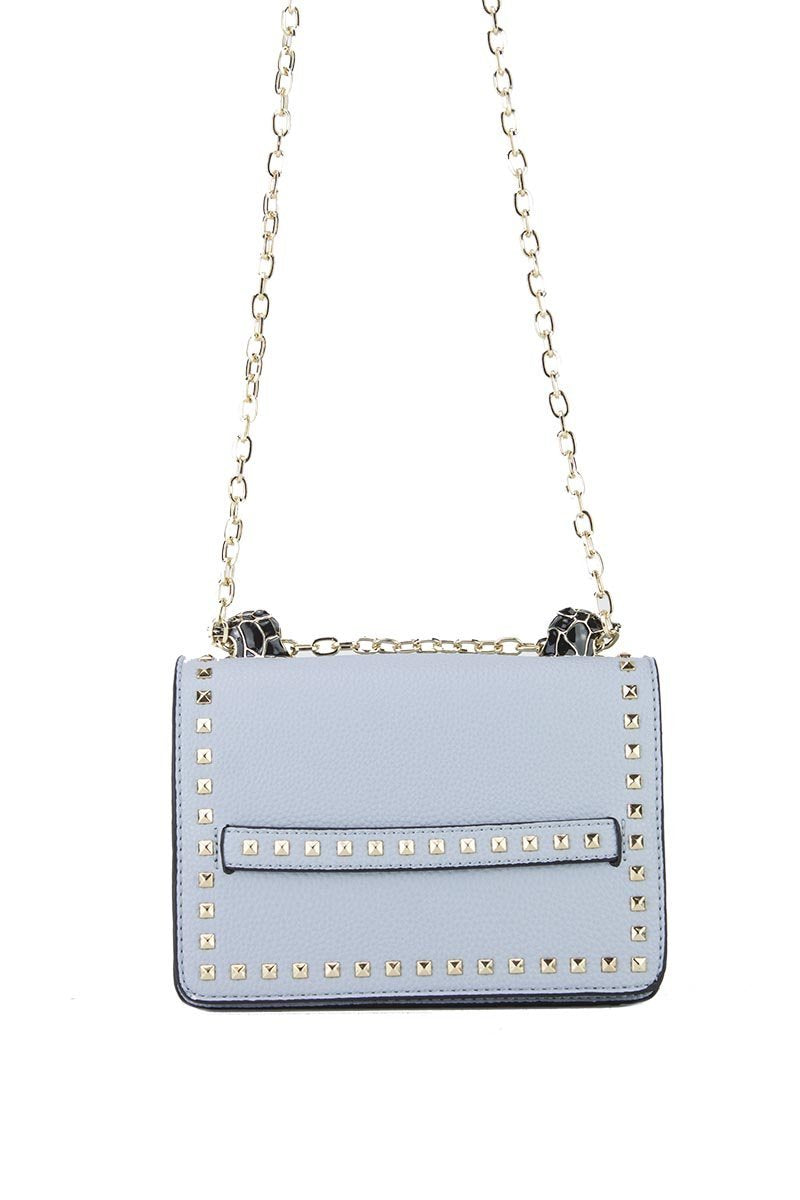 Lila Blue Stud Chain Shoulder Bag