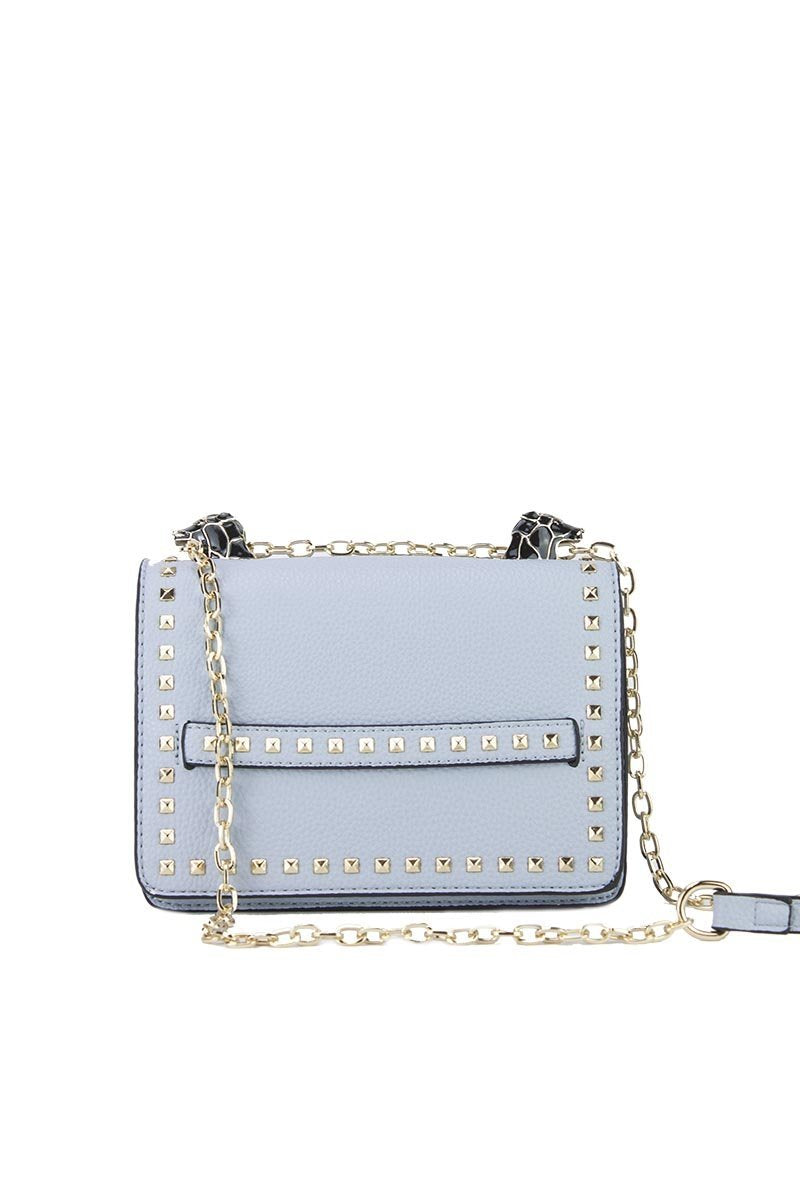 Lila Blue Stud Chain Shoulder Bag
