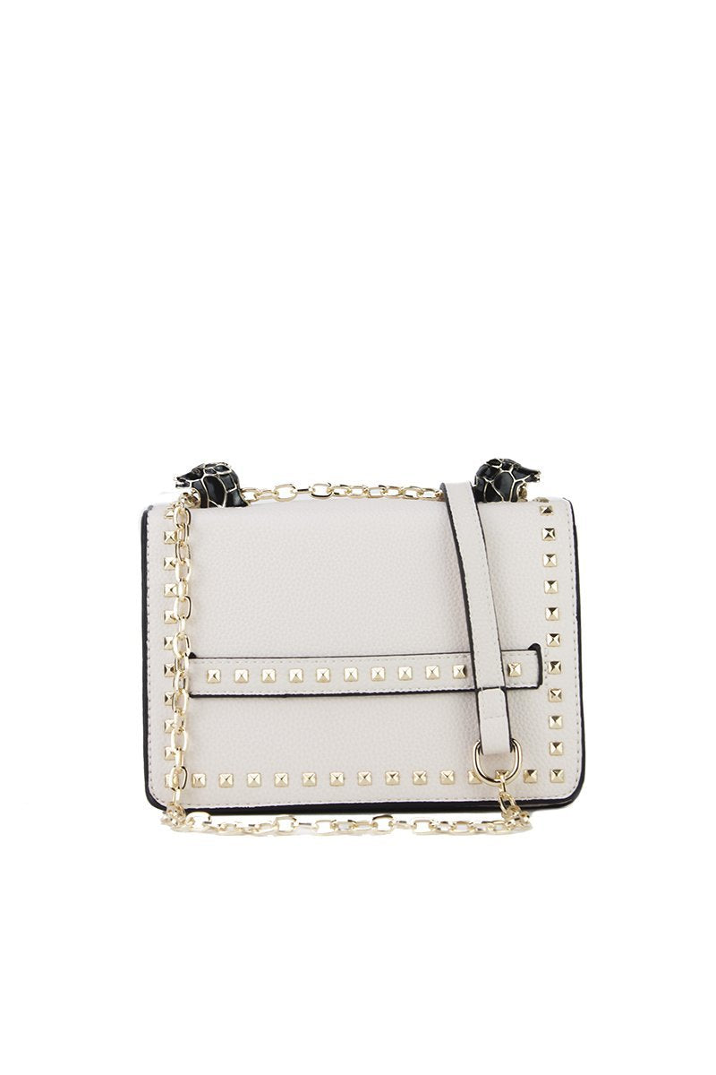 Lila Nude Stud Chain Shoulder Bag