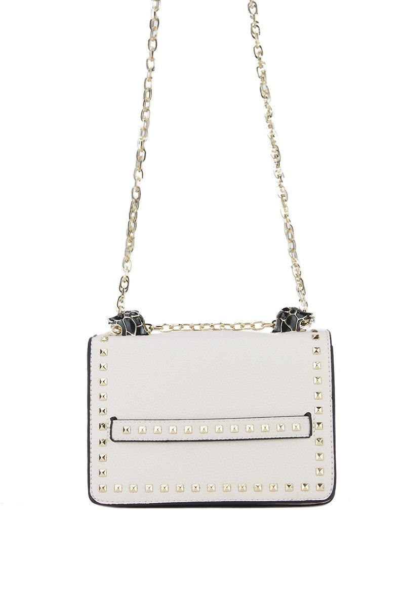 Lila Nude Stud Chain Shoulder Bag