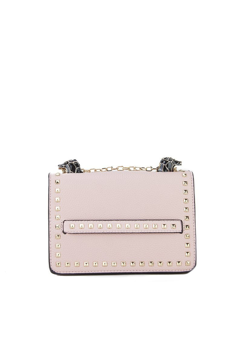 Lila Pink Stud Chain Shoulder Bag