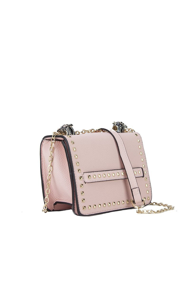 Lila Pink Stud Chain Shoulder Bag