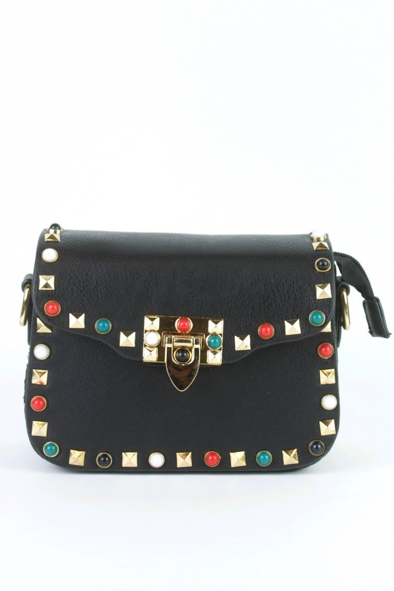 Maya Black Stud Shoulder Bag