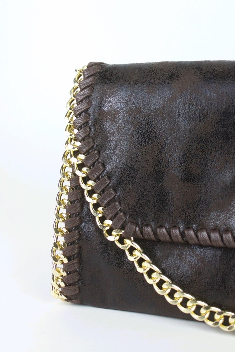 Meghan Brown Chain Shoulder Bag