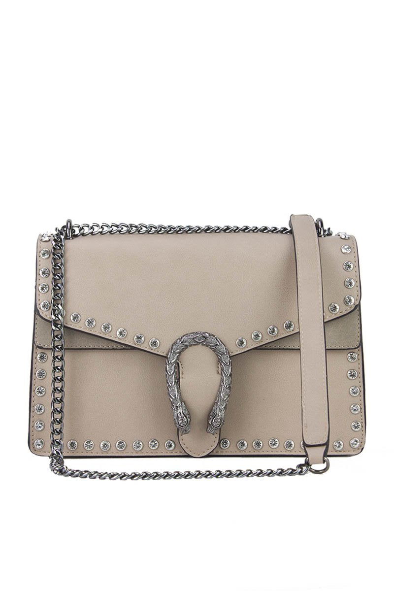 Melanie Beige Jewel Shoulder Bag
