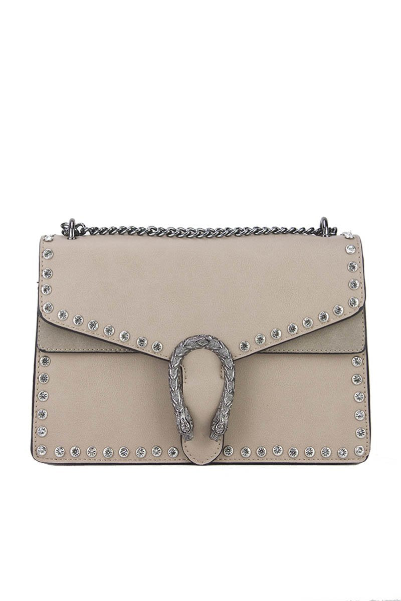 Melanie Beige Jewel Shoulder Bag