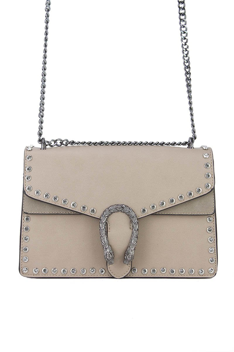 Melanie Beige Jewel Shoulder Bag