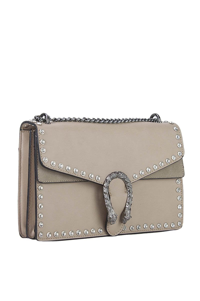 Melanie Beige Jewel Shoulder Bag
