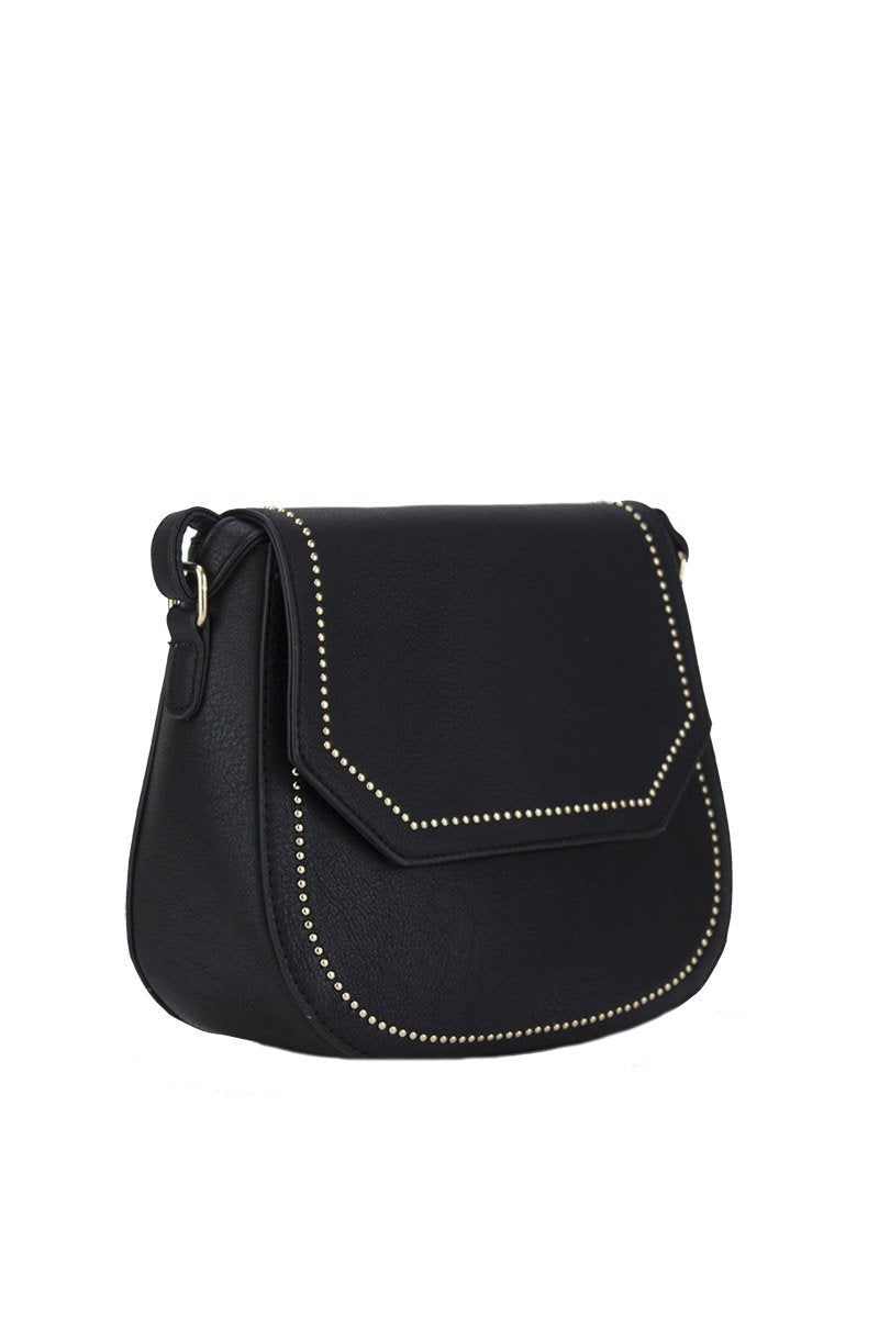 Melanie Black Cross Body Bag With Gold Detail