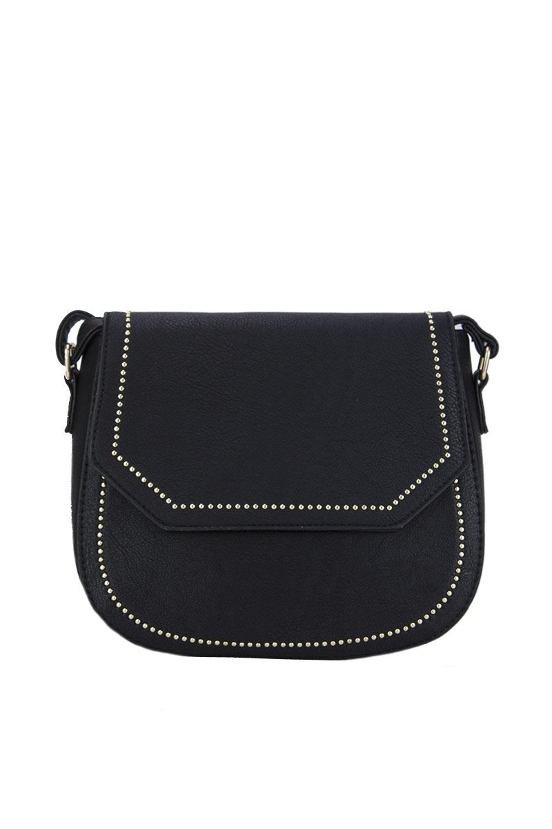 Melanie Black Cross Body Bag With Gold Detail