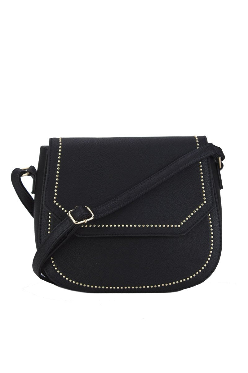Melanie Black Cross Body Bag With Gold Detail