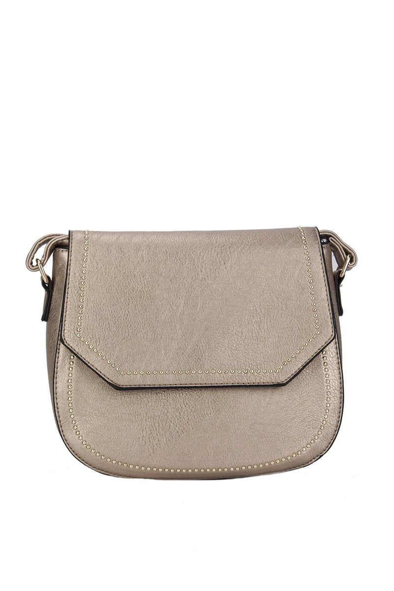 Melanie Bronze Cross Body Bag With Gold Detail