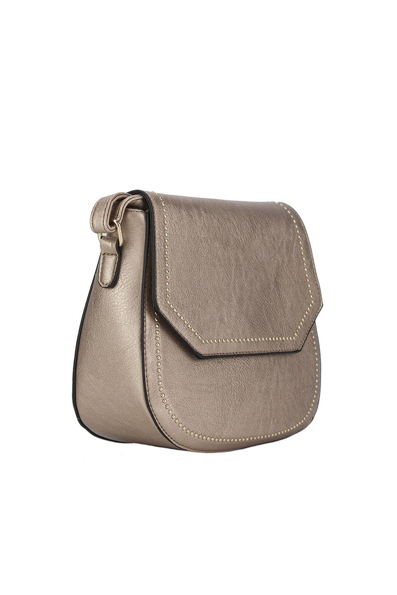Melanie Bronze Cross Body Bag With Gold Detail