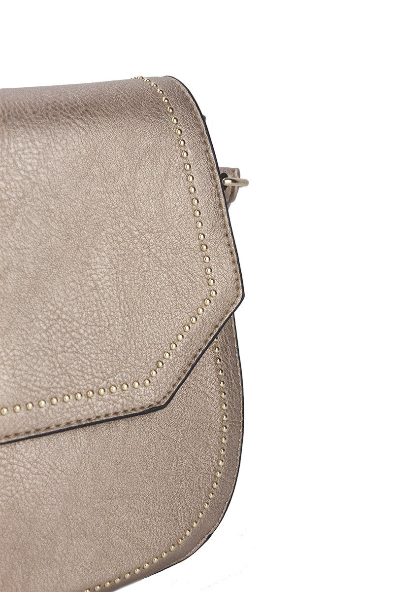 Melanie Bronze Cross Body Bag With Gold Detail