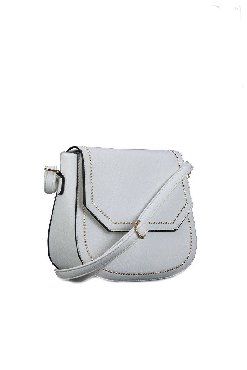 Melanie White Cross Body Bag With Gold Detail