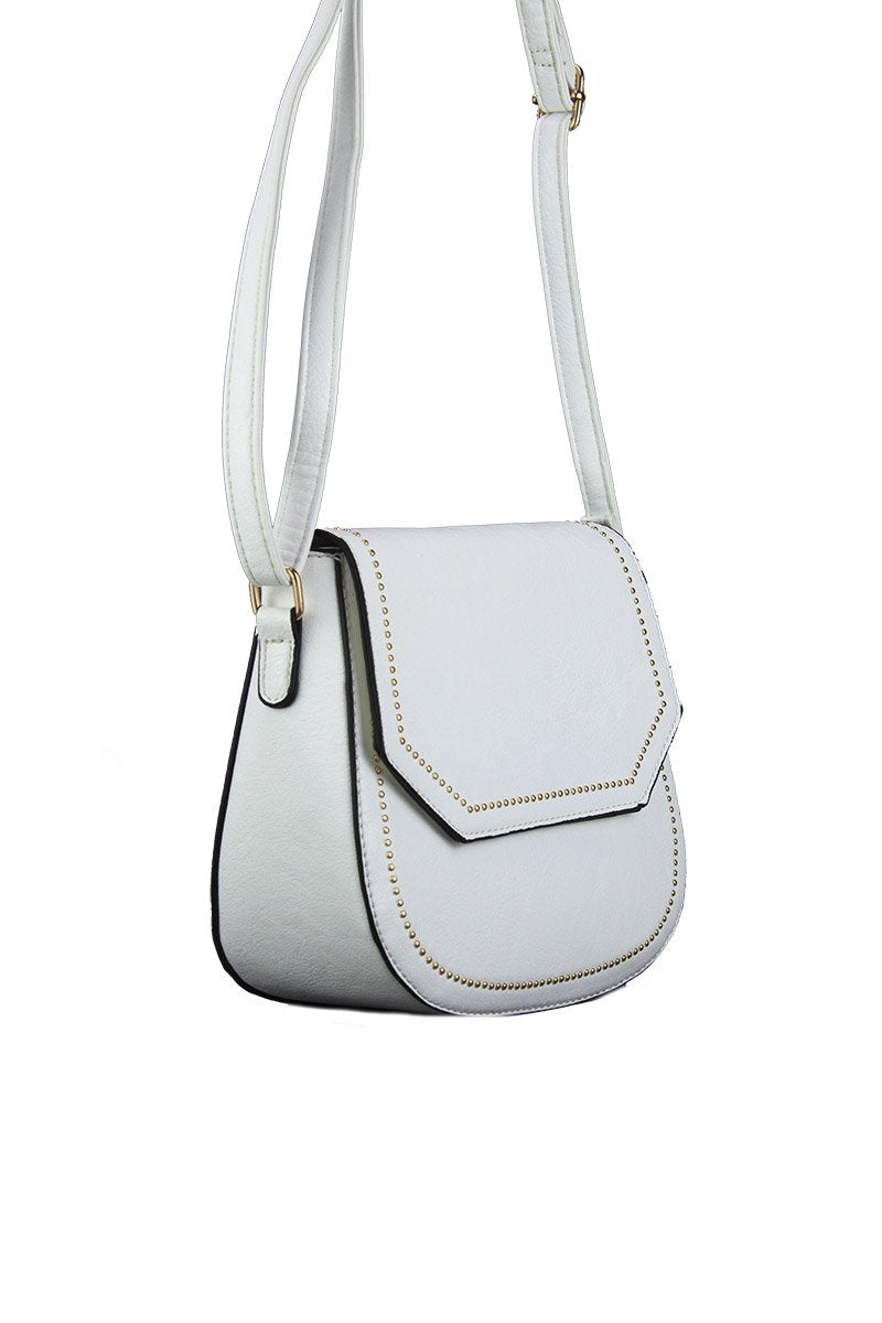 Melanie White Cross Body Bag With Gold Detail