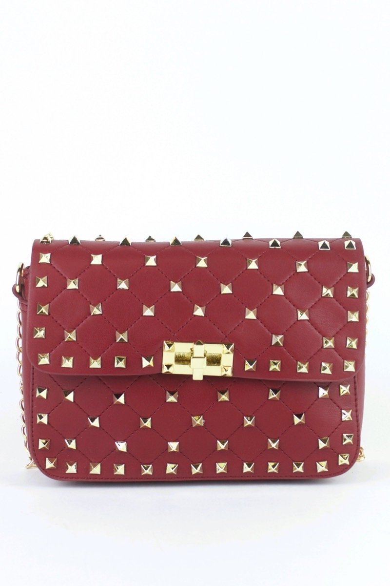 Mimi Burgundy Stud Chain Bag