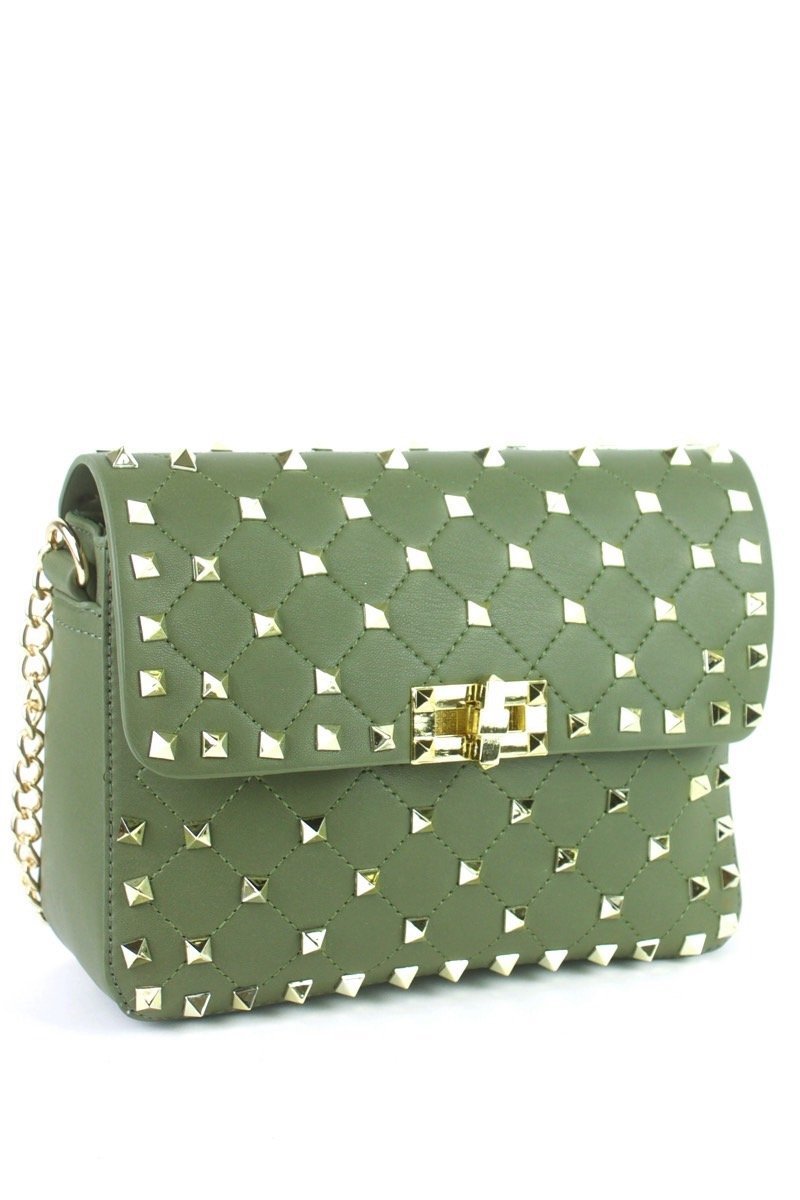 Mimi Khaki Stud Chain Bag