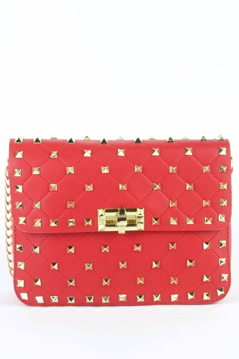 Mimi Red Stud Chain Bag