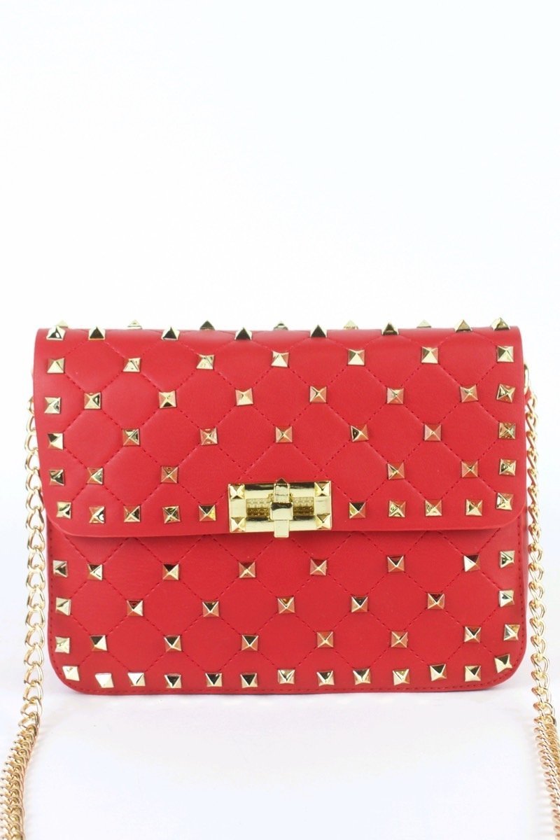 Mimi Red Stud Chain Bag