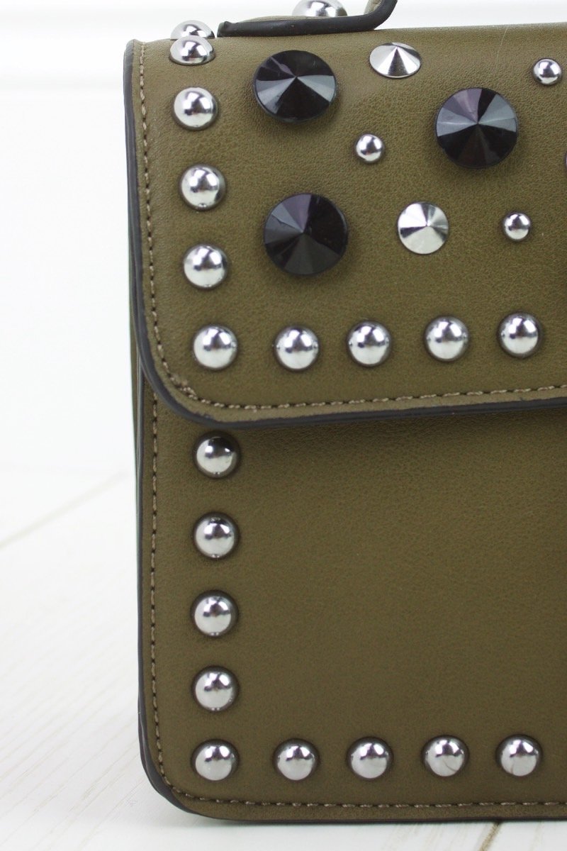 Miranda Khaki Hardware Shoulder Bag