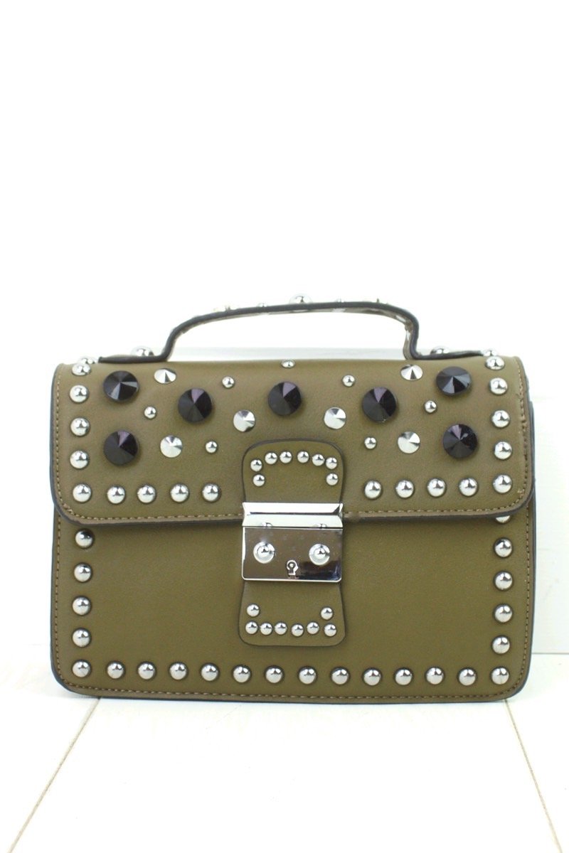 Miranda Khaki Hardware Shoulder Bag