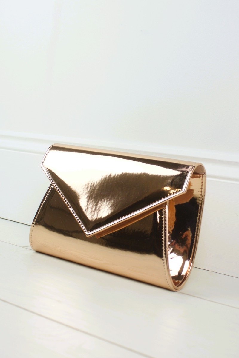 Missy Rose Gold Envelope Clutch Bag
