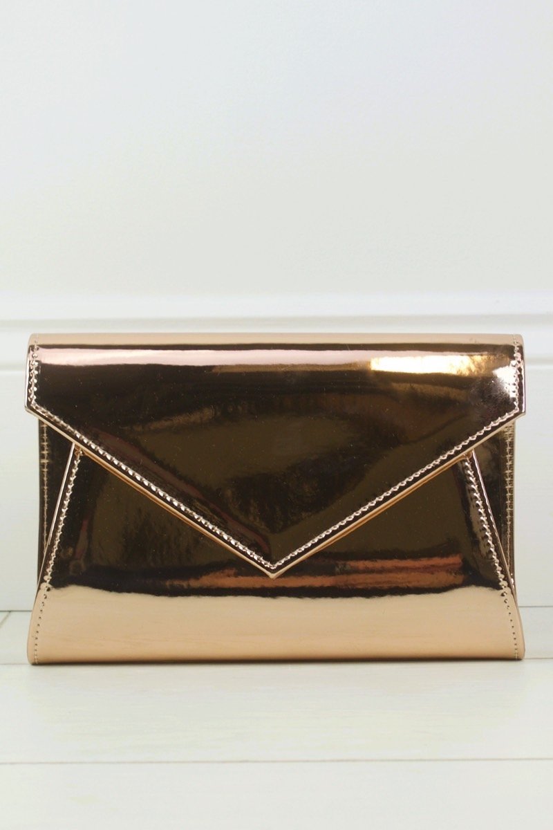 Missy Rose Gold Envelope Clutch Bag