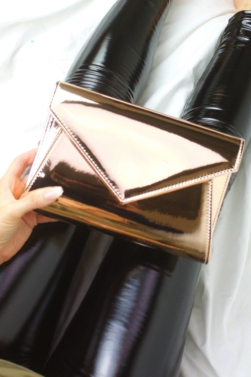 Missy Rose Gold Envelope Clutch Bag