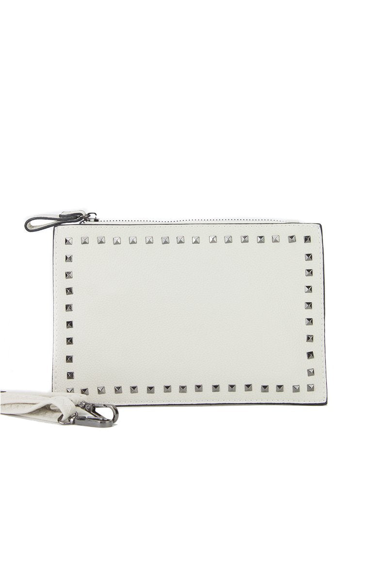 Nadia Beige Stud Clutch Bag