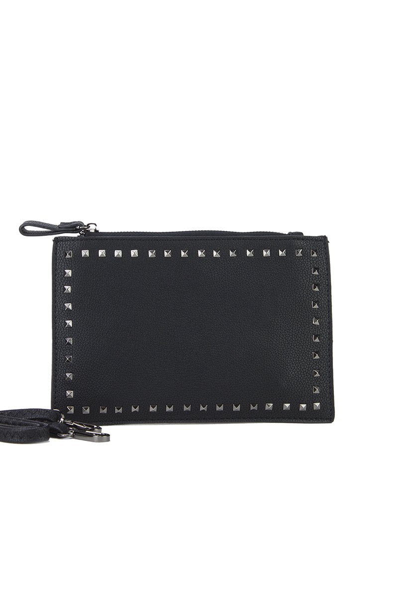 Nadia Black Stud Clutch Bag