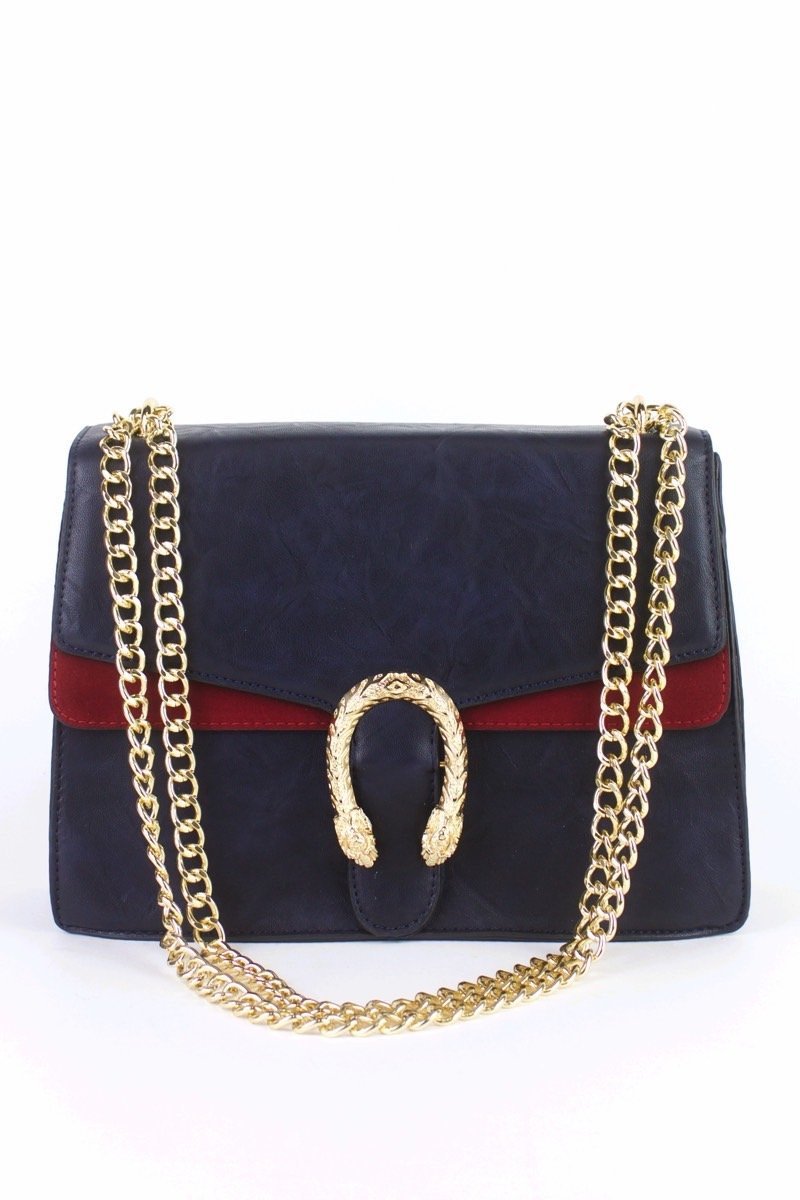 Natasha Navy Emblem Shoulder Bag