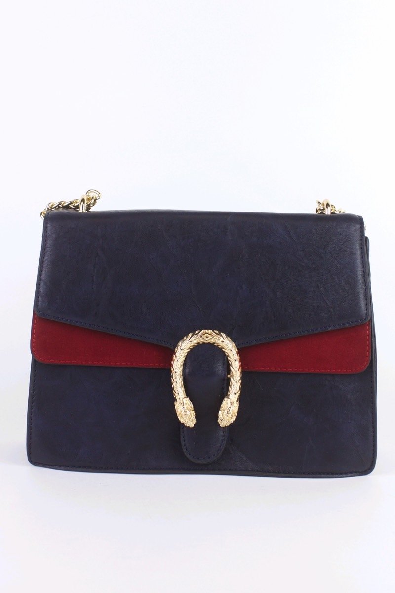 Natasha Navy Emblem Shoulder Bag